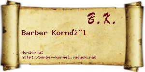 Barber Kornél névjegykártya